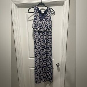 NAIF Navy and White Patterned Maxi Dress